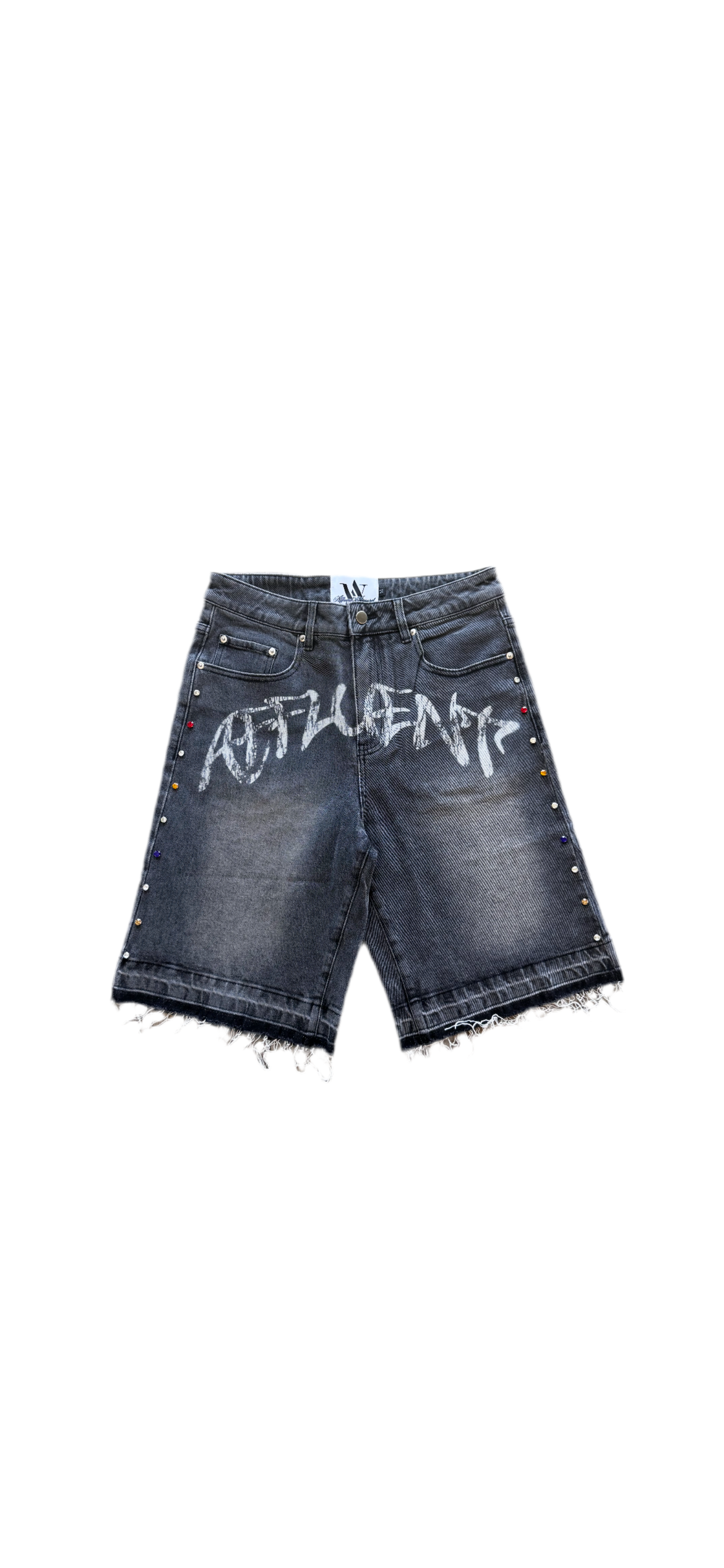 Affluent Rhinestone Jorts “Black”