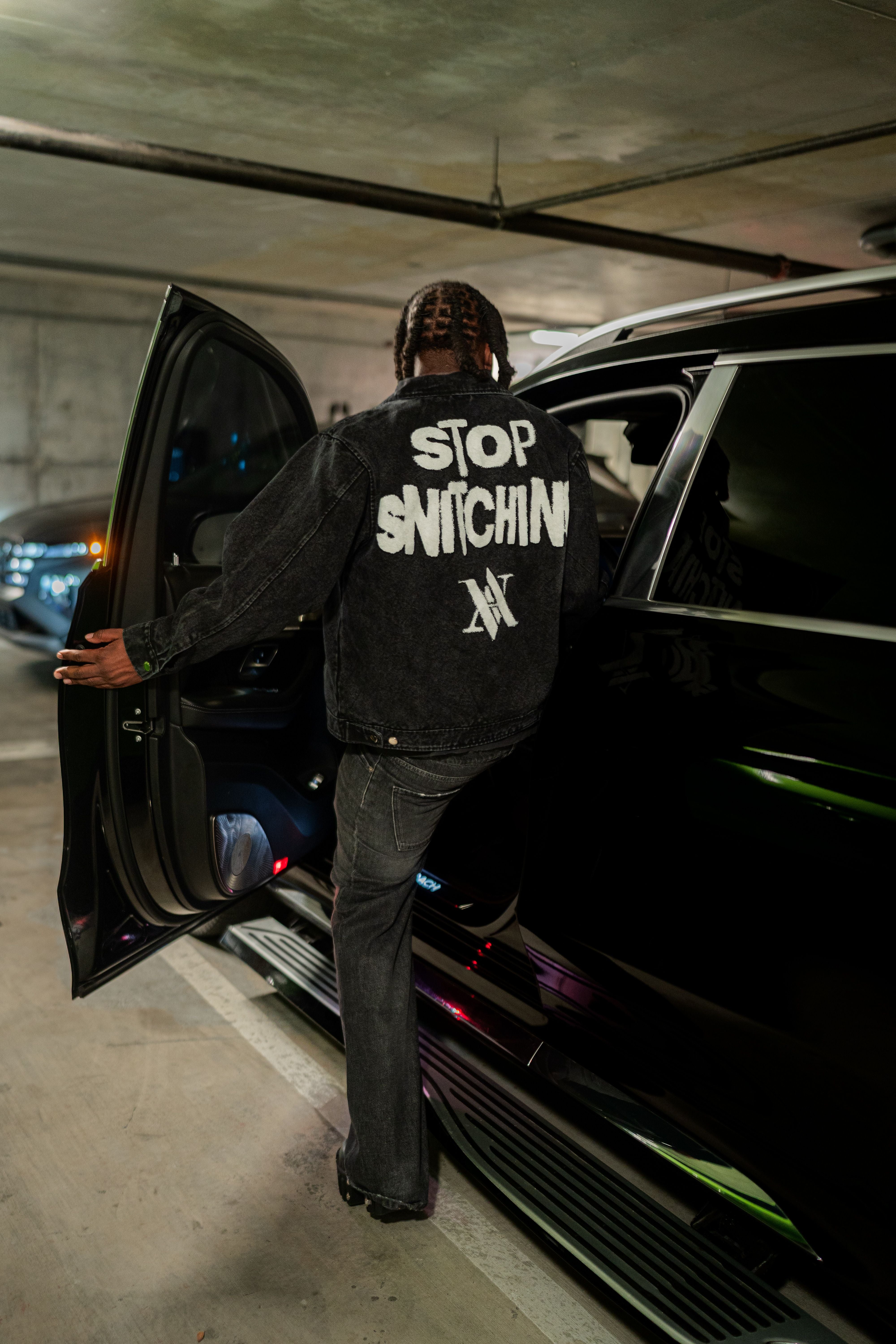 Affluent “Stop Snitching” Worker Jacket (Black)