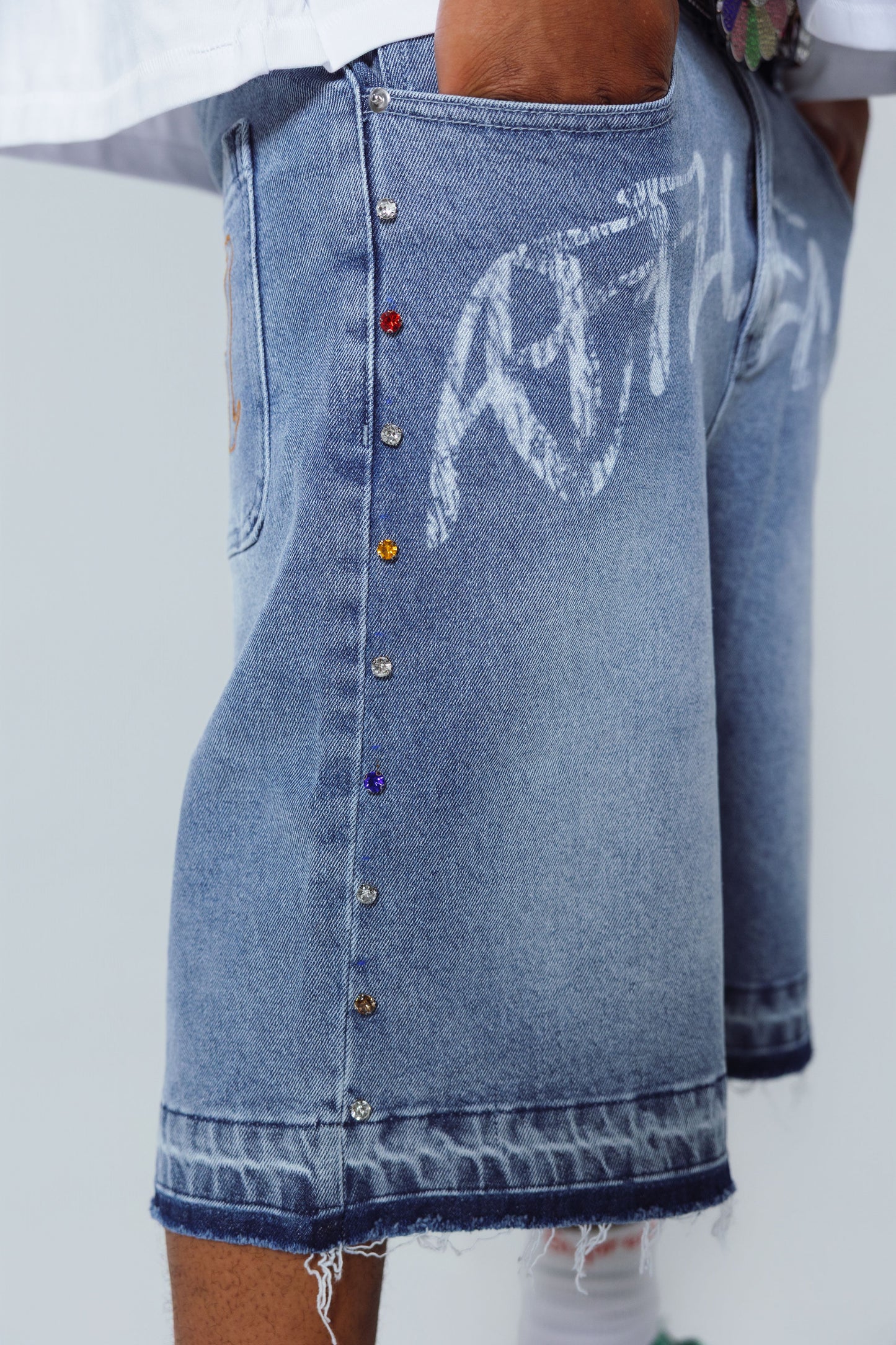 Affluent Rhinestone Jorts “Blue”
