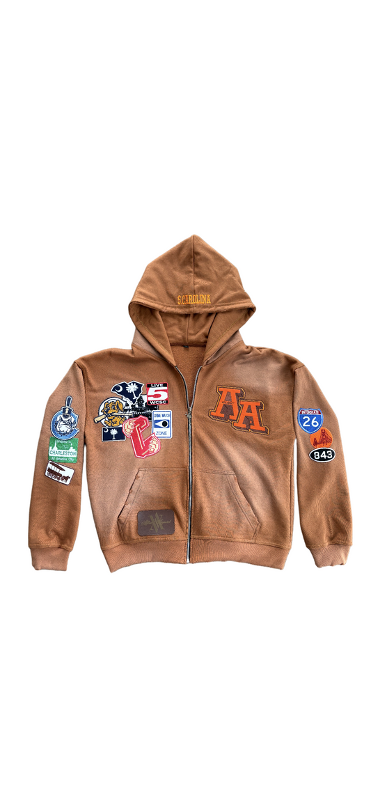 Brown Charleston Patchwork Hoodie