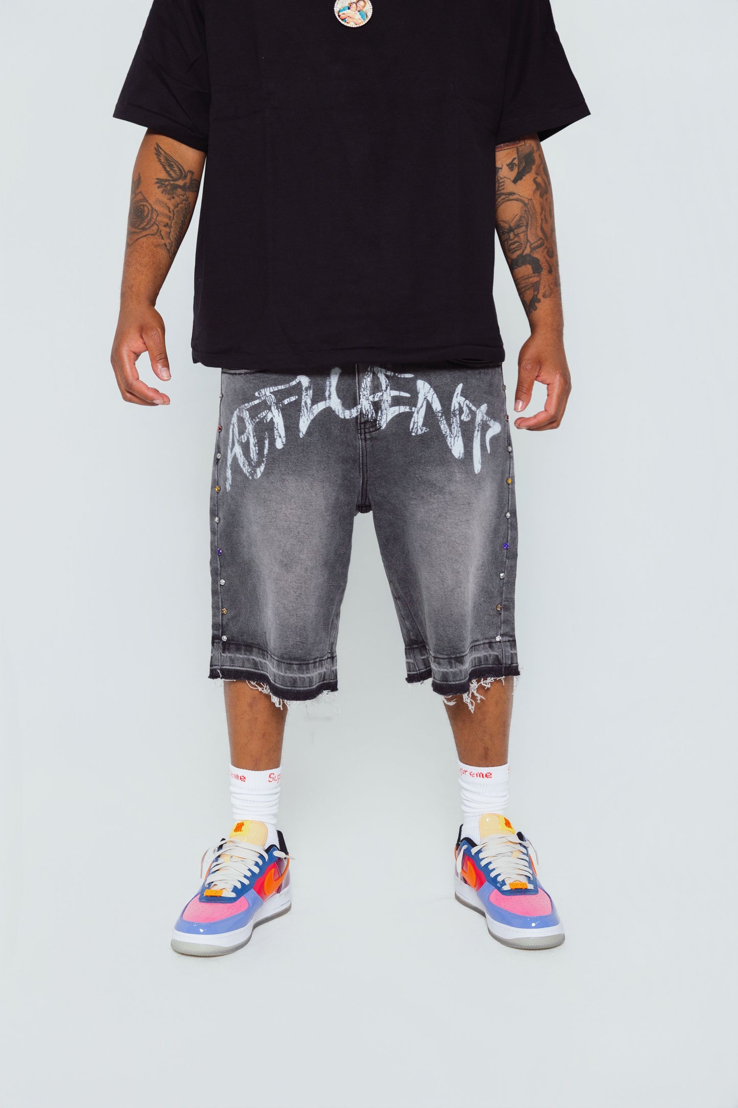 Affluent Rhinestone Jorts “Black”