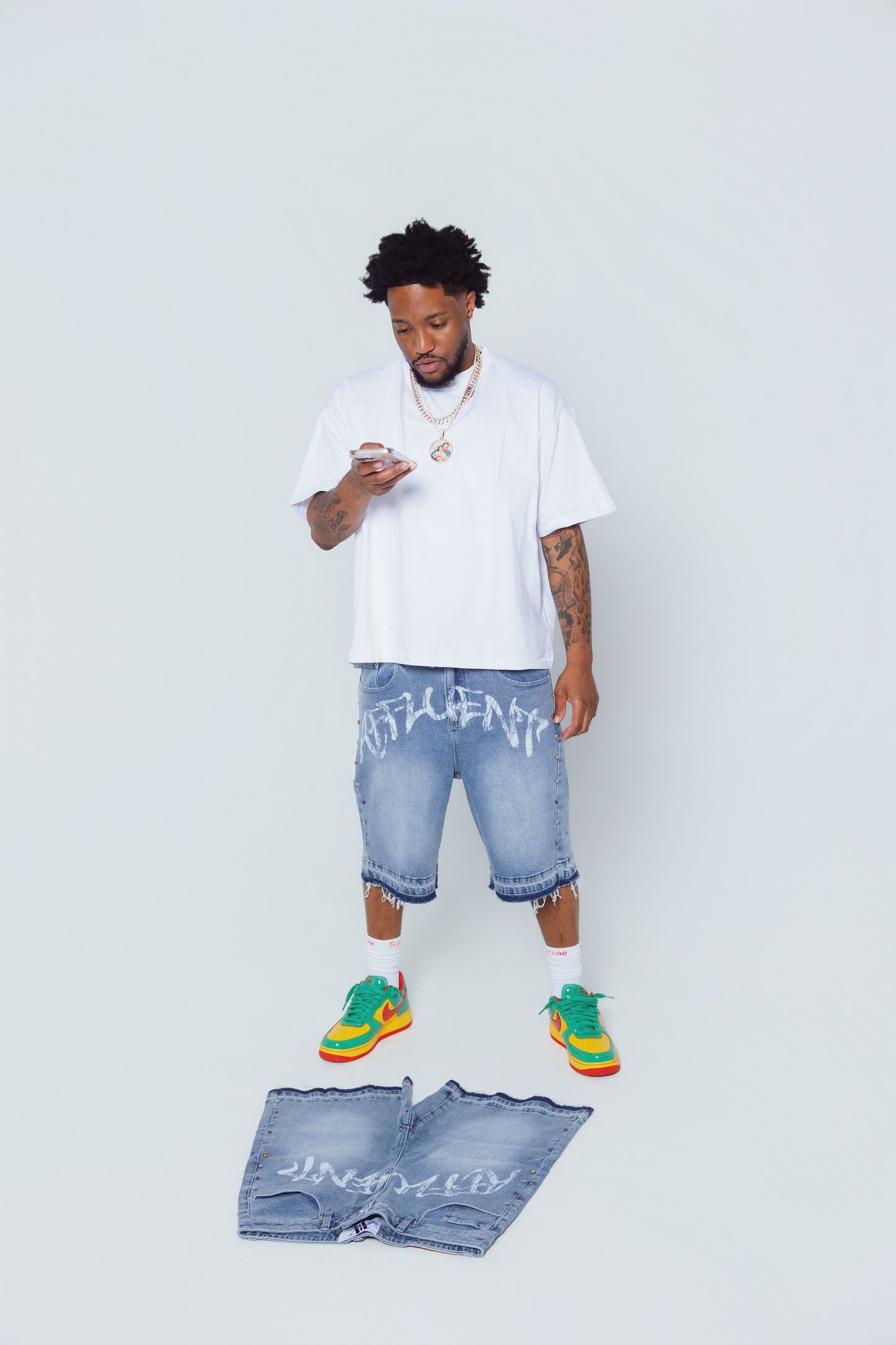 Affluent Rhinestone Jorts “Blue”