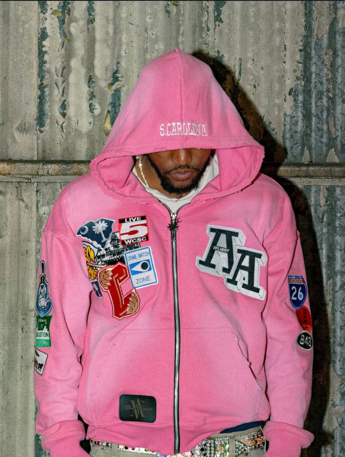 Pink Charleston Patchwork Hoodie