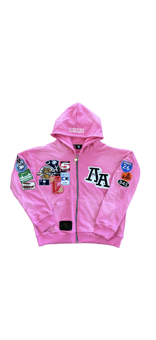 Pink Charleston Patchwork Hoodie