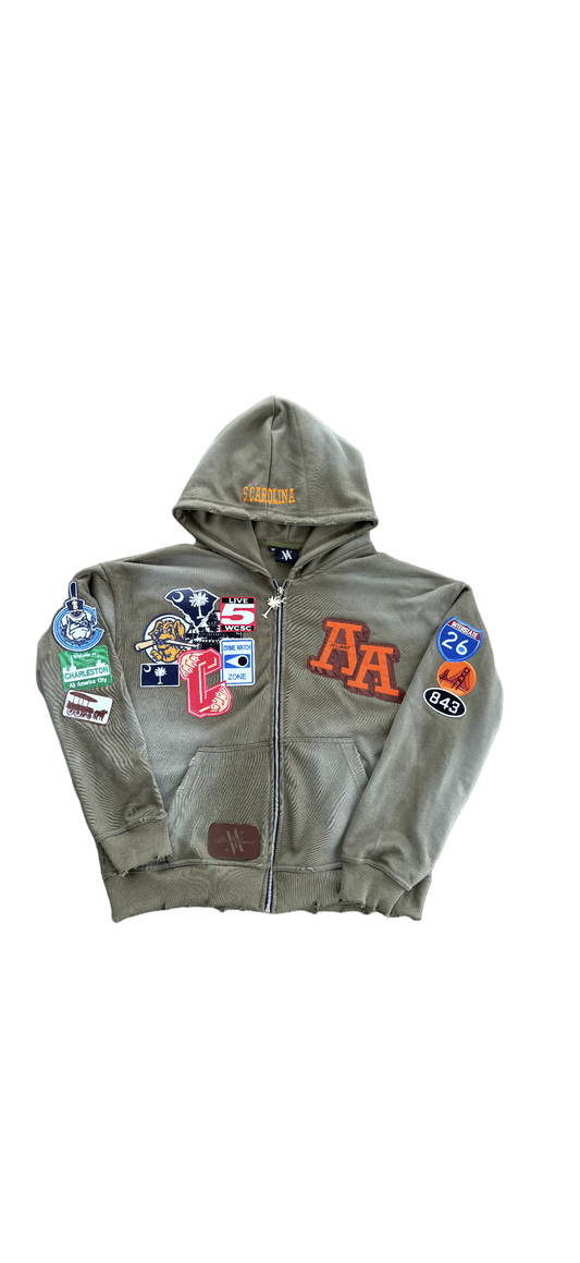 Green Charleston Patchwork Hoodies